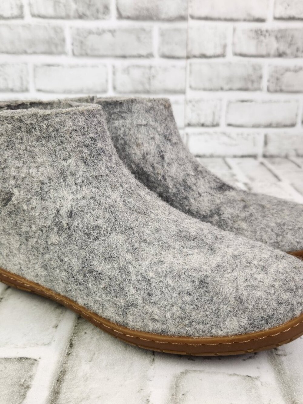 Glerups Boot With Natural Rubber Sole Women's US 8 EU 38 Gray Pure Wool Slip On